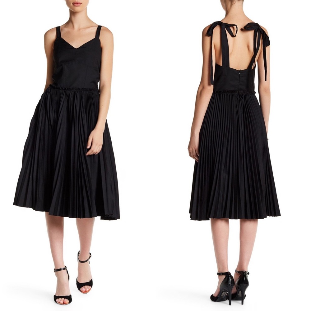 Few Moda Turn Up The Pleat Black Midi Dress